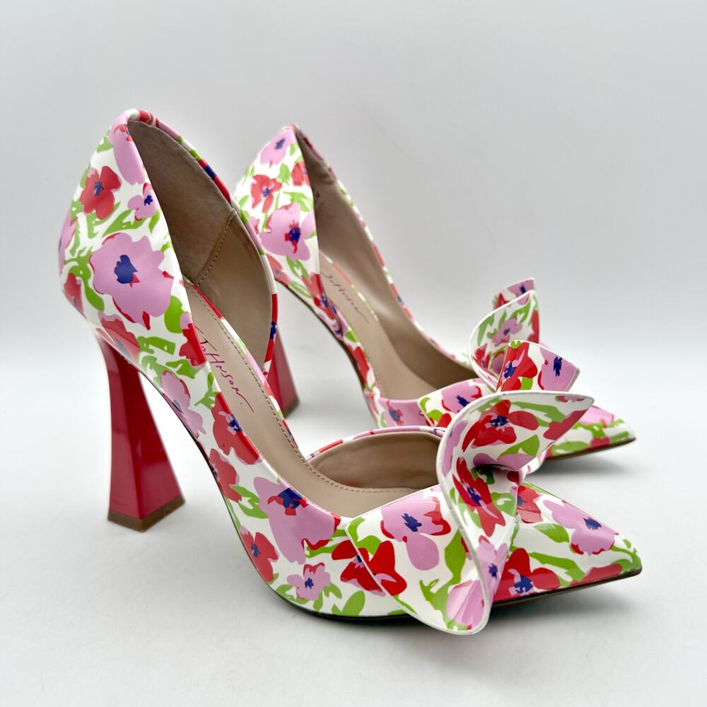 Betsey Johnson Womens Nobble Pumps US 7 M Red Pink Multi EUC